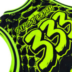 Neon Serpent UV basketball jersey by First Earth – lightweight, breathable mesh rave jersey with glowing serpent design that shines under blacklight 