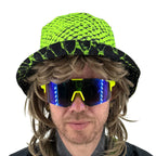 Neon Serpent UV bucket hat by First Earth – reversible rave hat with glowing serpent design on both sides, lightweight and breathable for sun-safe festival flow 