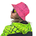 Neon Serpent Pink UV Bucket Hat by First Earth – reversible UV reactive hat for rave fashion and festivals