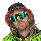 Neon Serpent Pink UV Bucket Hat by First Earth – reversible UV reactive hat for rave fashion and festivals