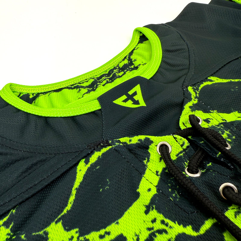 Neon Serpent UV hockey jersey by First Earth – oversized rave jersey with glowing serpent design and breathable comfor