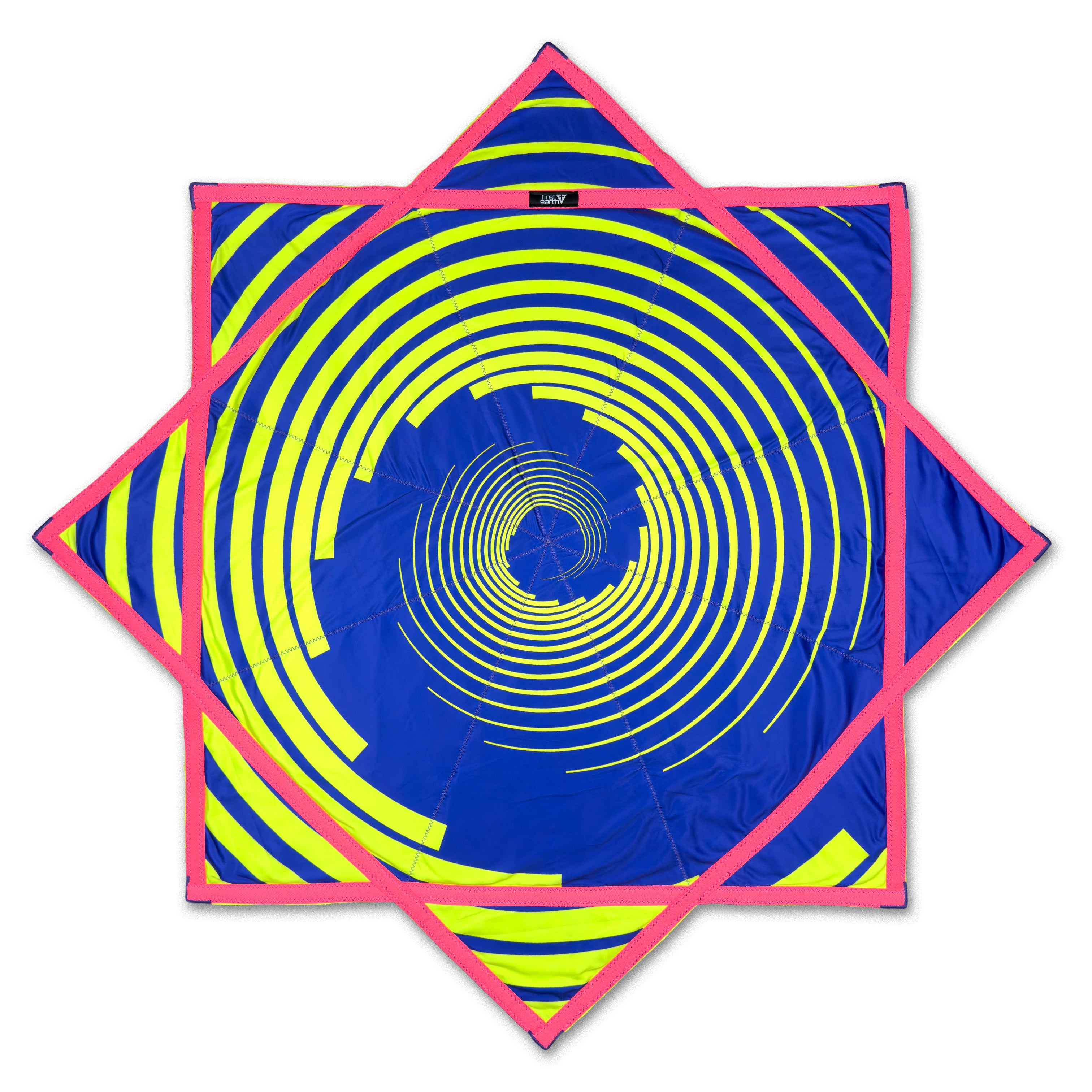 First Earth Spiral 1 48” Mega Kaiju Flow Star — color-switch UV rave prop built for huge, smooth spinning.