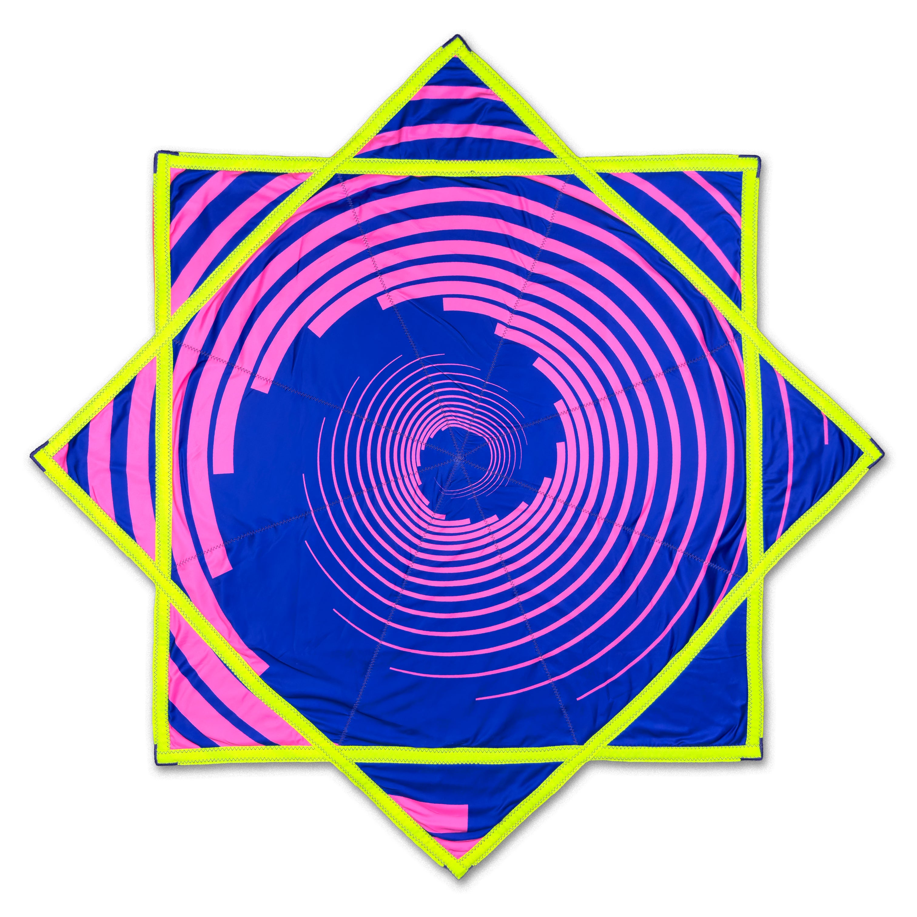 First Earth Spiral 1 48” Mega Kaiju Flow Star — color-switch UV rave prop built for huge, smooth spinning.