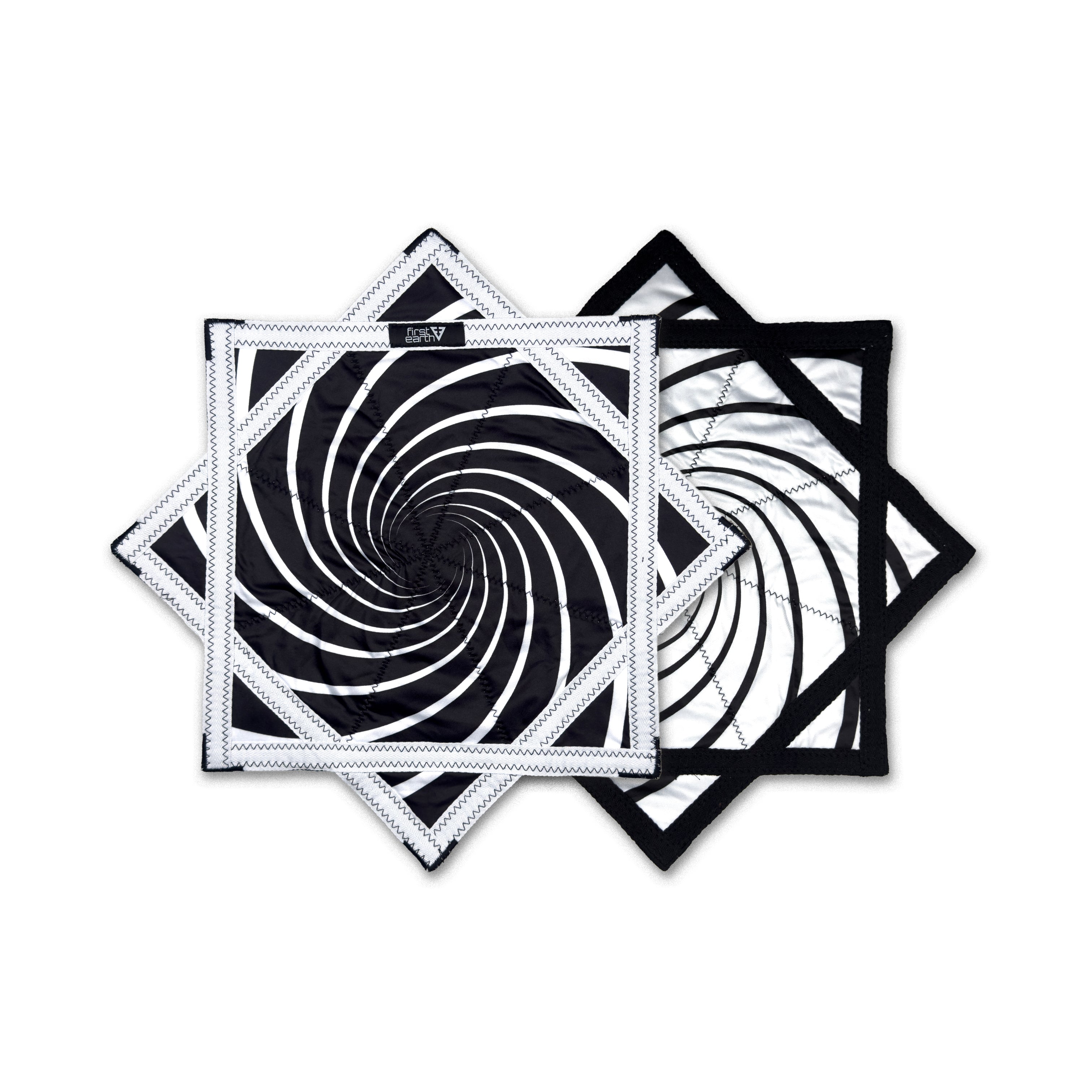 First Earth Mini Spiral 2 UV Flow Star — black and white 20” rave prop designed for fast, smooth spinning.
