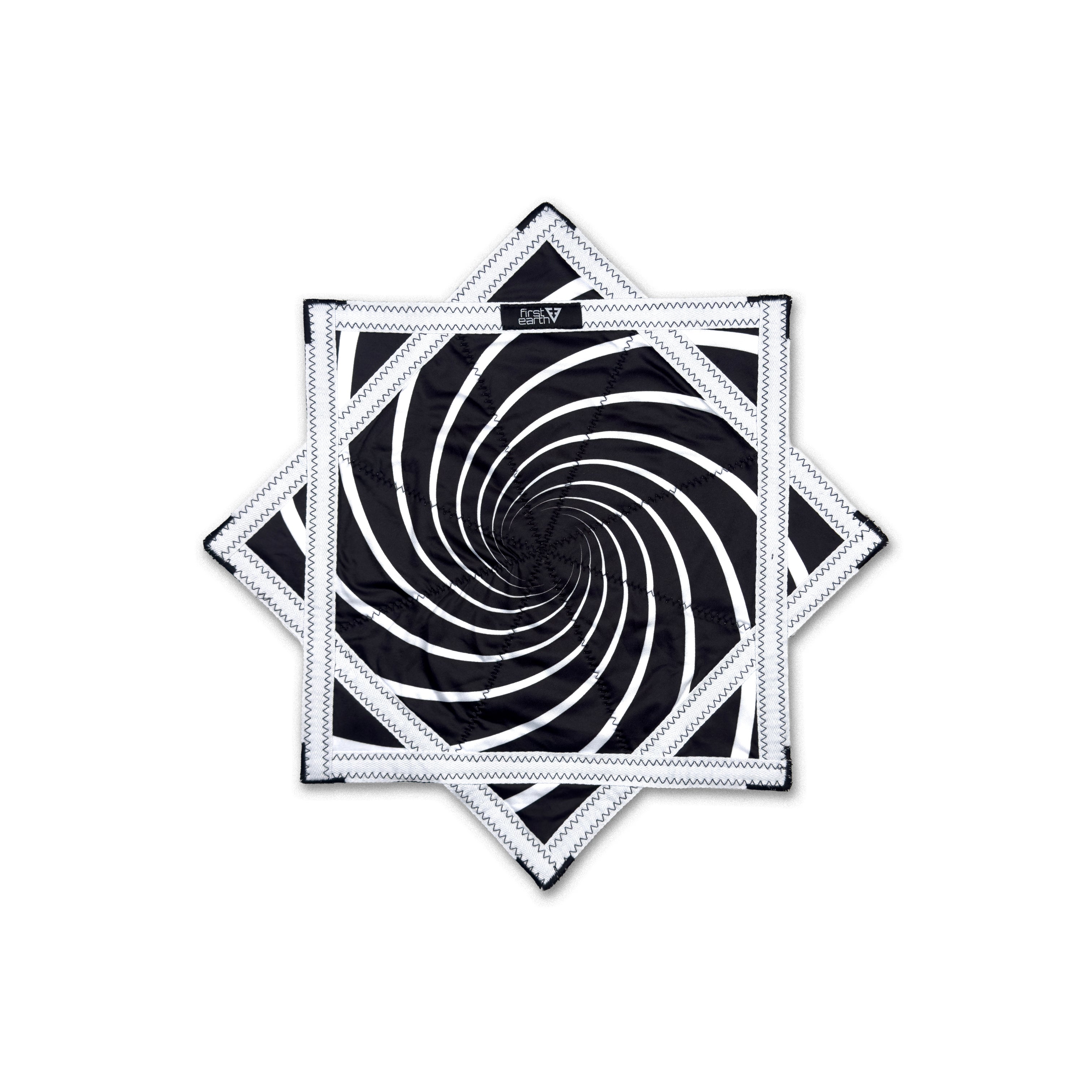 First Earth Mini Spiral 2 UV Flow Star — black and white 20” rave prop designed for fast, smooth spinning.