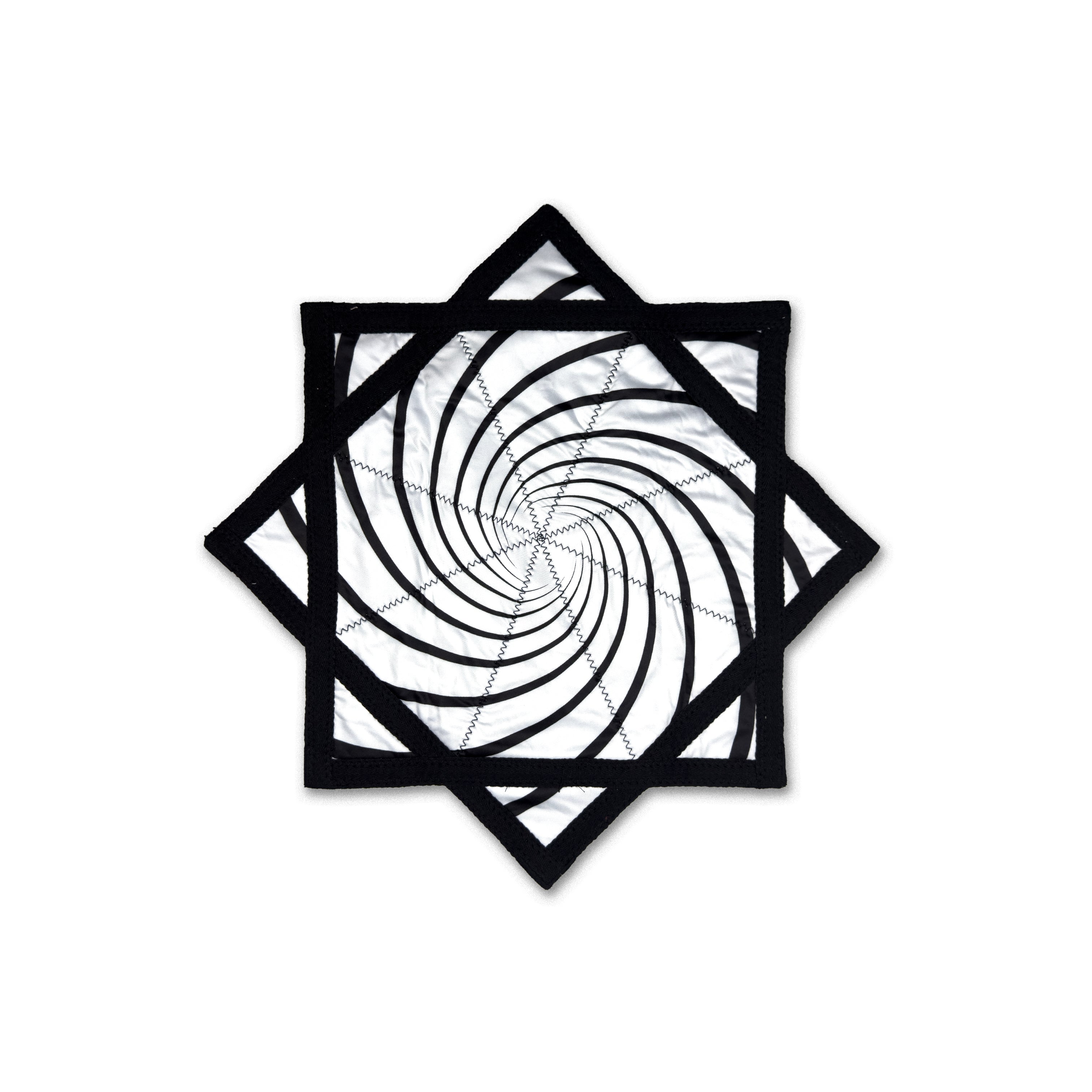 First Earth Mini Spiral 2 UV Flow Star — black and white 20” rave prop designed for fast, smooth spinning.