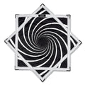 First Earth Spiral 2 UV Flow Star — black and white UV swirl rave prop made for smooth, balanced spinning.