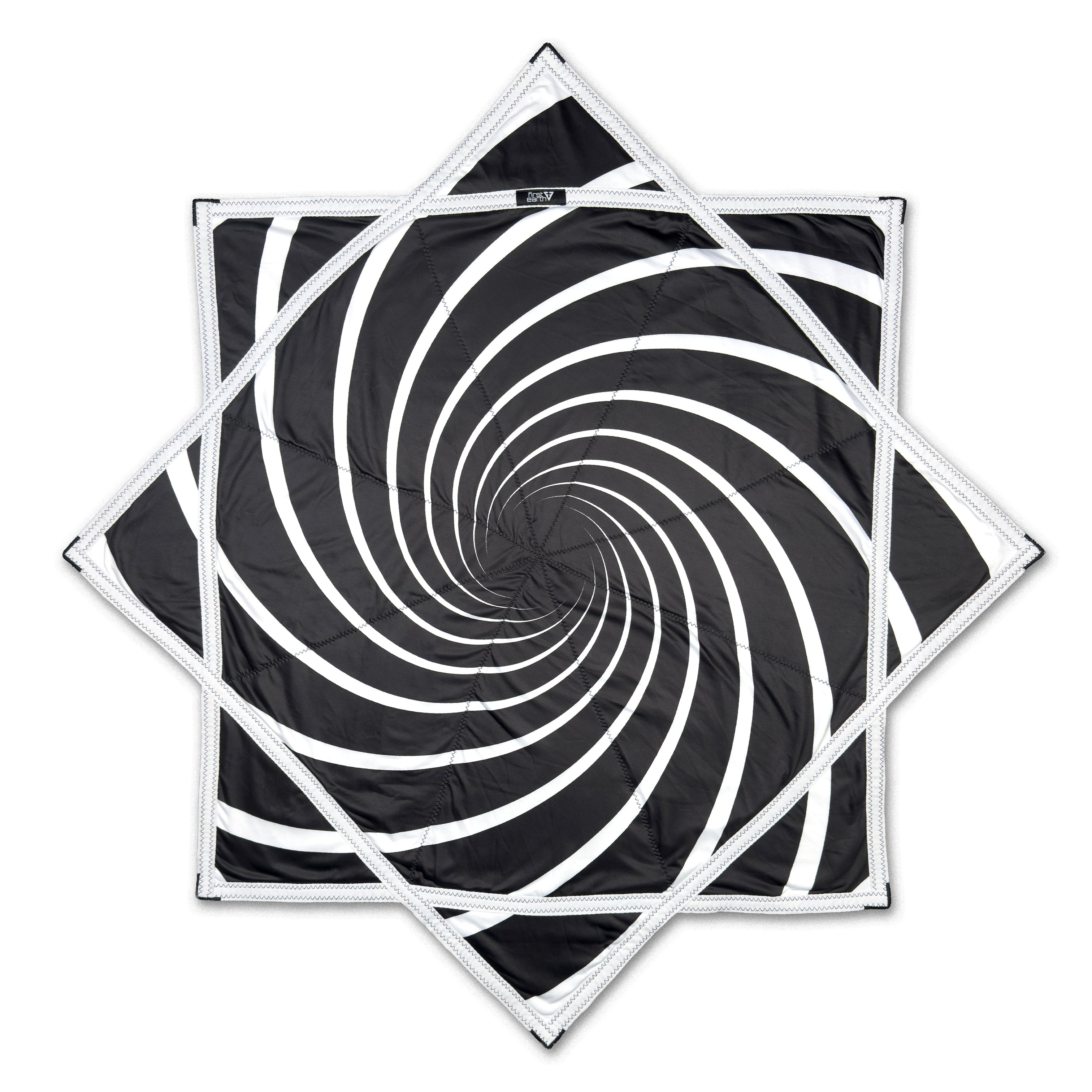 First Earth Spiral 2 48” Mega Kaiju Flow Star — black and white color-switch UV rave prop built for massive, smooth spinning.