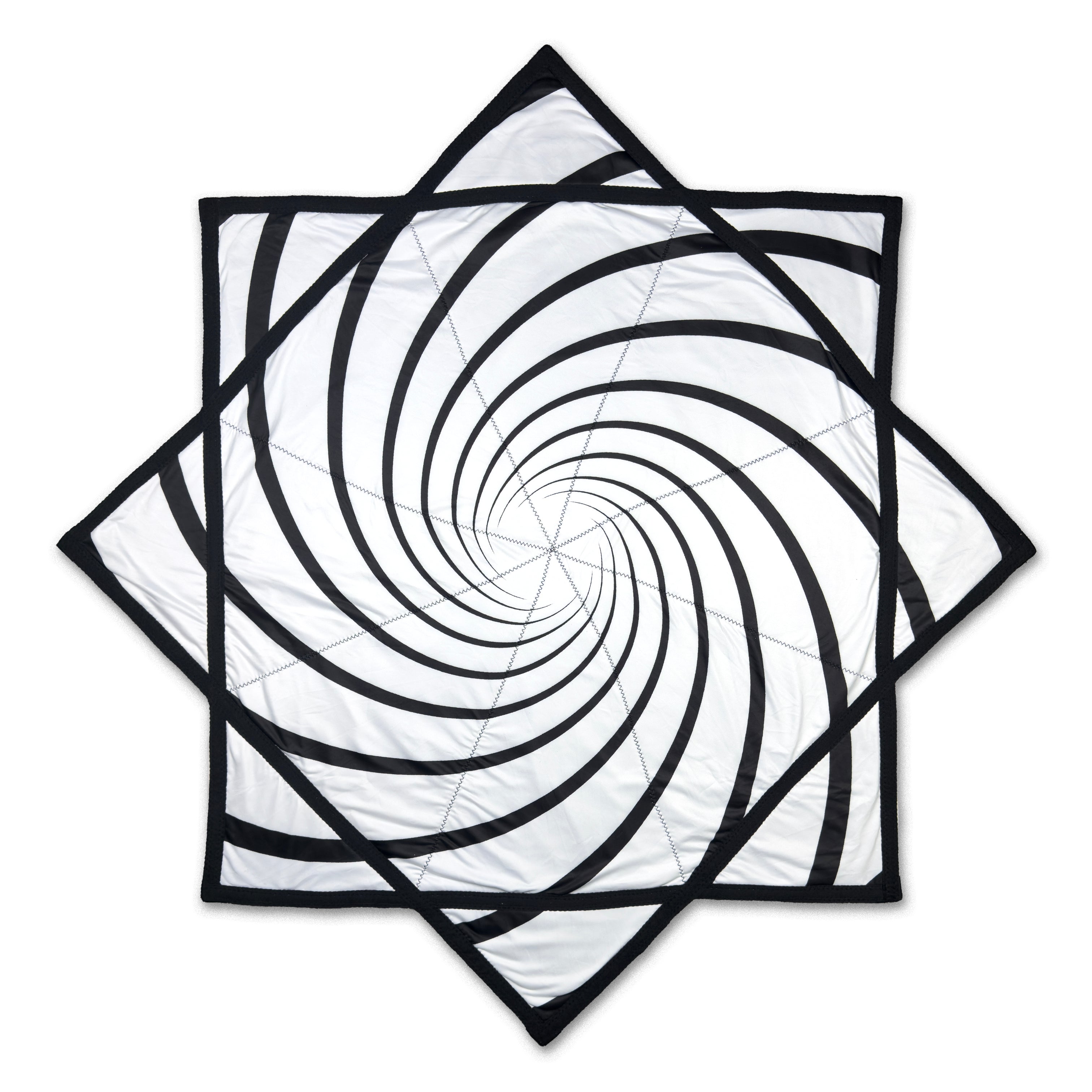 First Earth Spiral 2 48” Mega Kaiju Flow Star — black and white color-switch UV rave prop built for massive, smooth spinning.