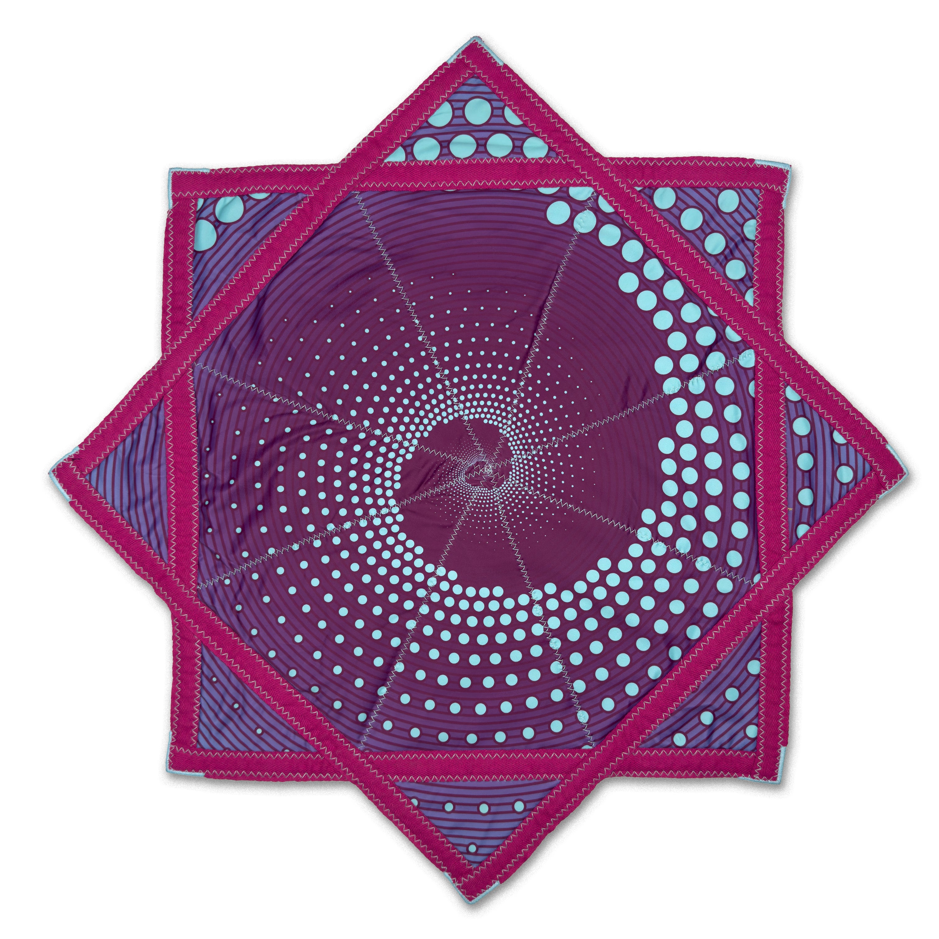 First Earth Spiral 5 Flow Star spinning under UV light — rave and festival flow prop with glowing spiral design.