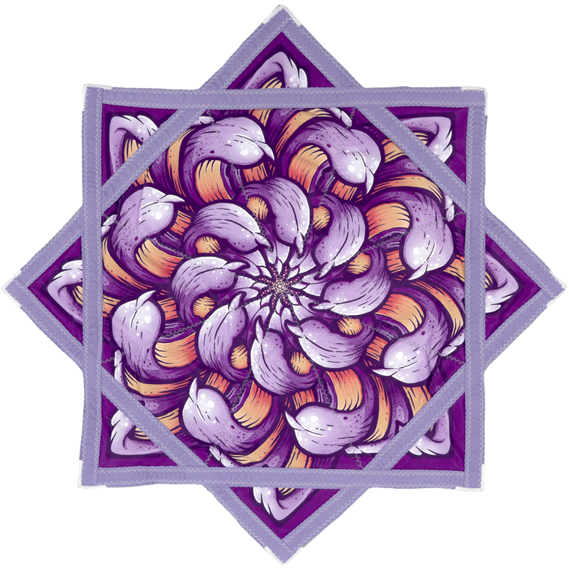 Moonrise regular size flow star front with purple chrysanthemum artwork by First Earth
