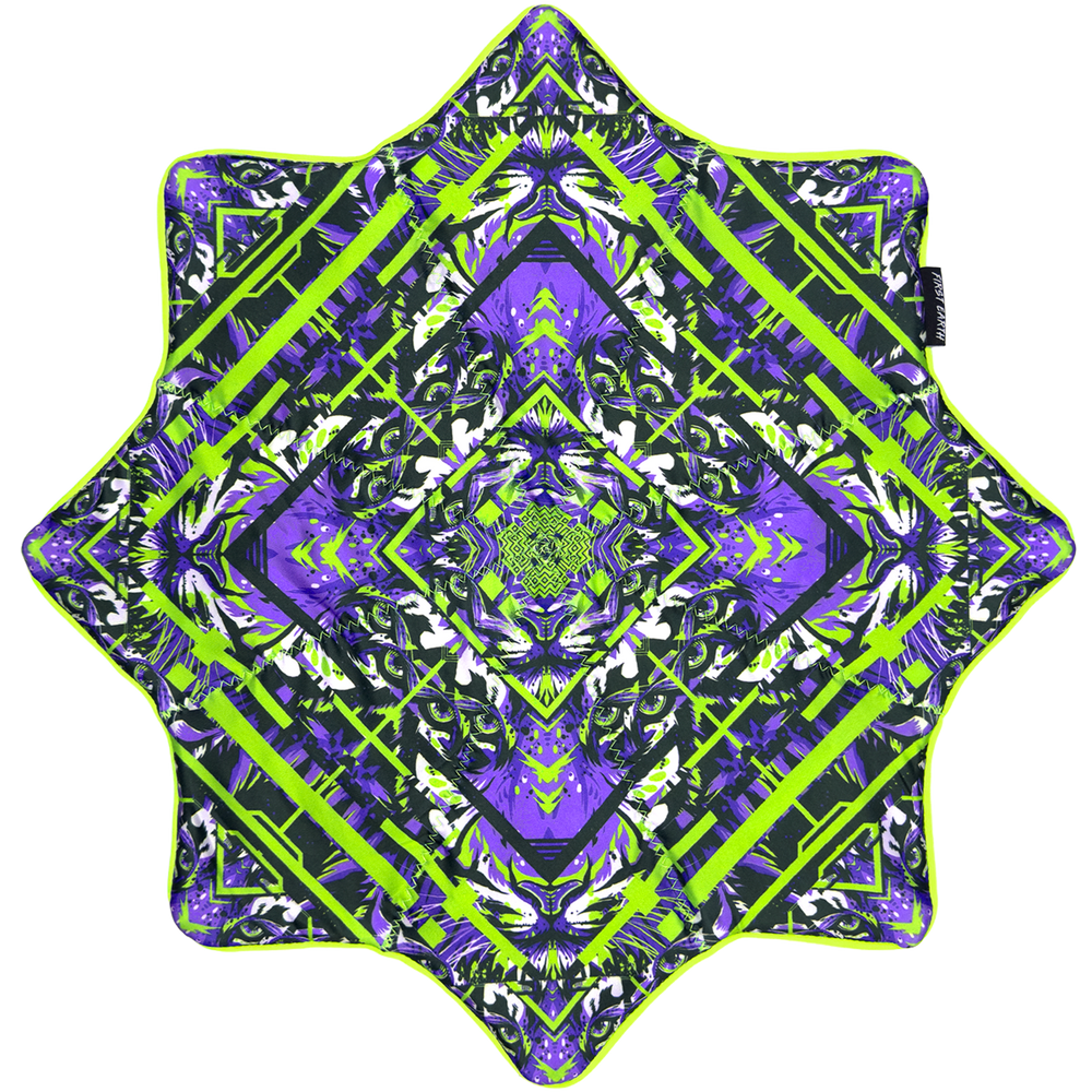 Front design of the Glitch Tiger Purple 20 inch UV Flow Star by First Earth