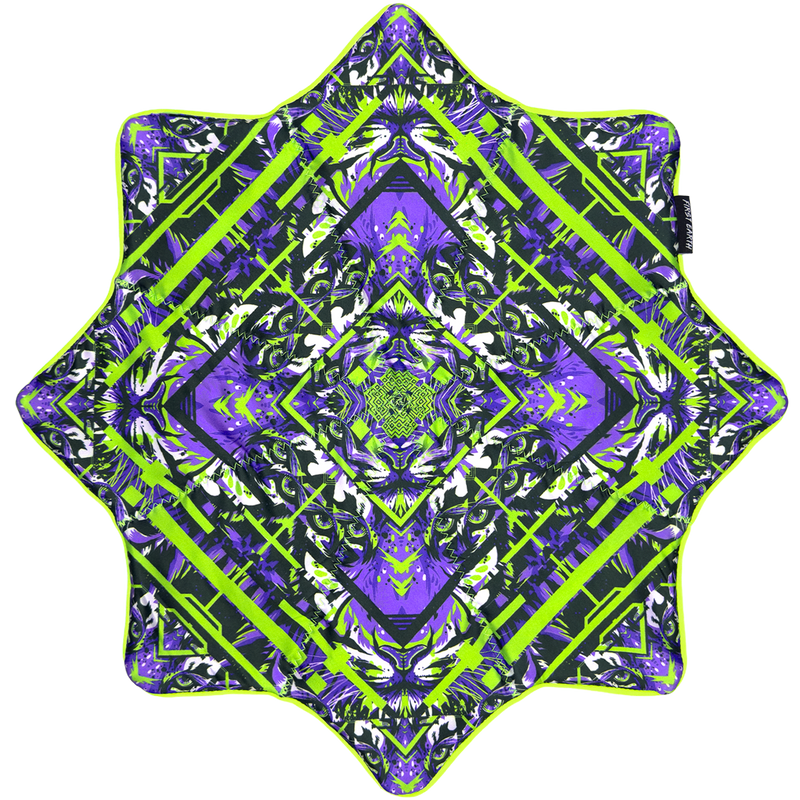 Front design of the Glitch Tiger Purple 20 inch UV Flow Star by First Earth