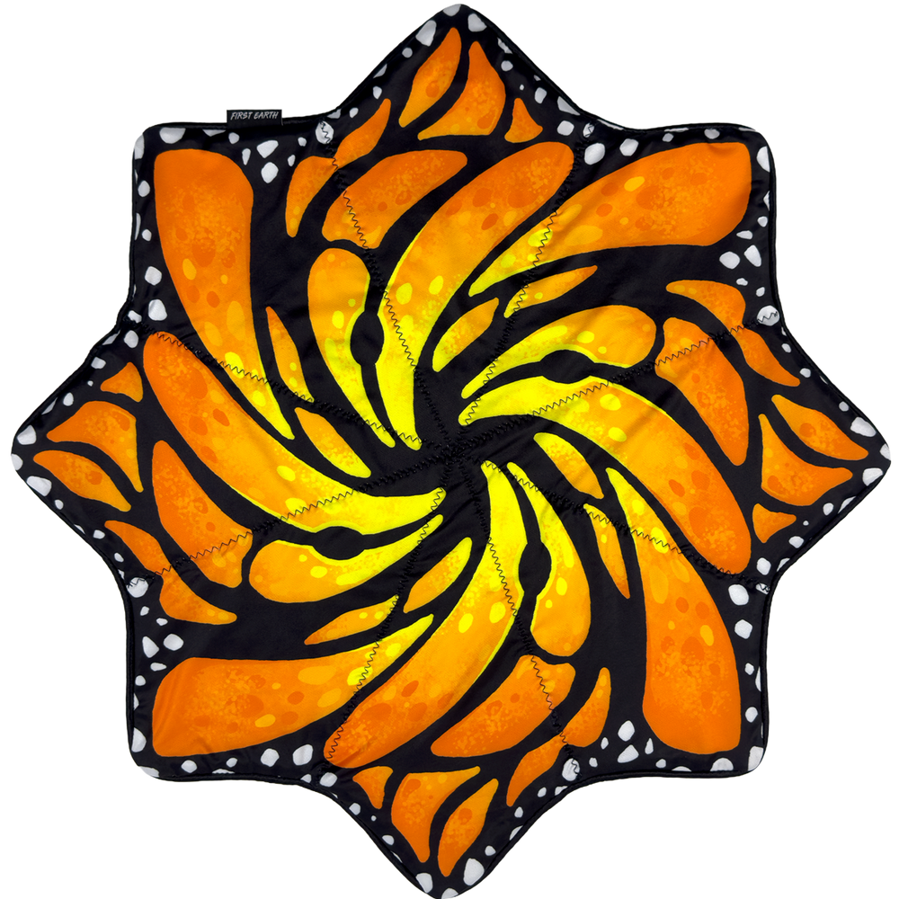 Liquid Butterfly Juice regular size flow star front with orange butterfly swirl design by First Earth