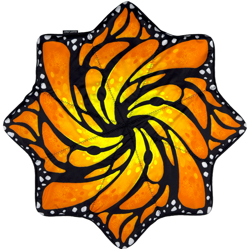 Liquid Butterfly Juice regular size flow star front with orange butterfly swirl design by First Earth
