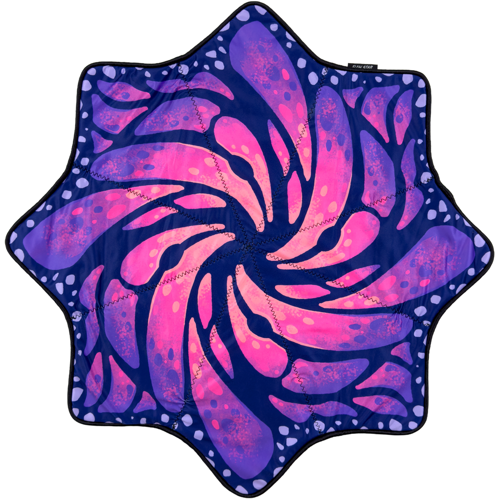 Liquid Butterfly Juice regular size flow star back with pink purple butterfly swirl by First Earth