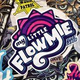 First Earth My Little Flowmie vinyl sticker — colorful festival-style sticker for rave gear, laptops or water bottles.