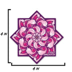 First Earth Chrysanthemum Sunrise 4 inch pink floral vinyl sticker