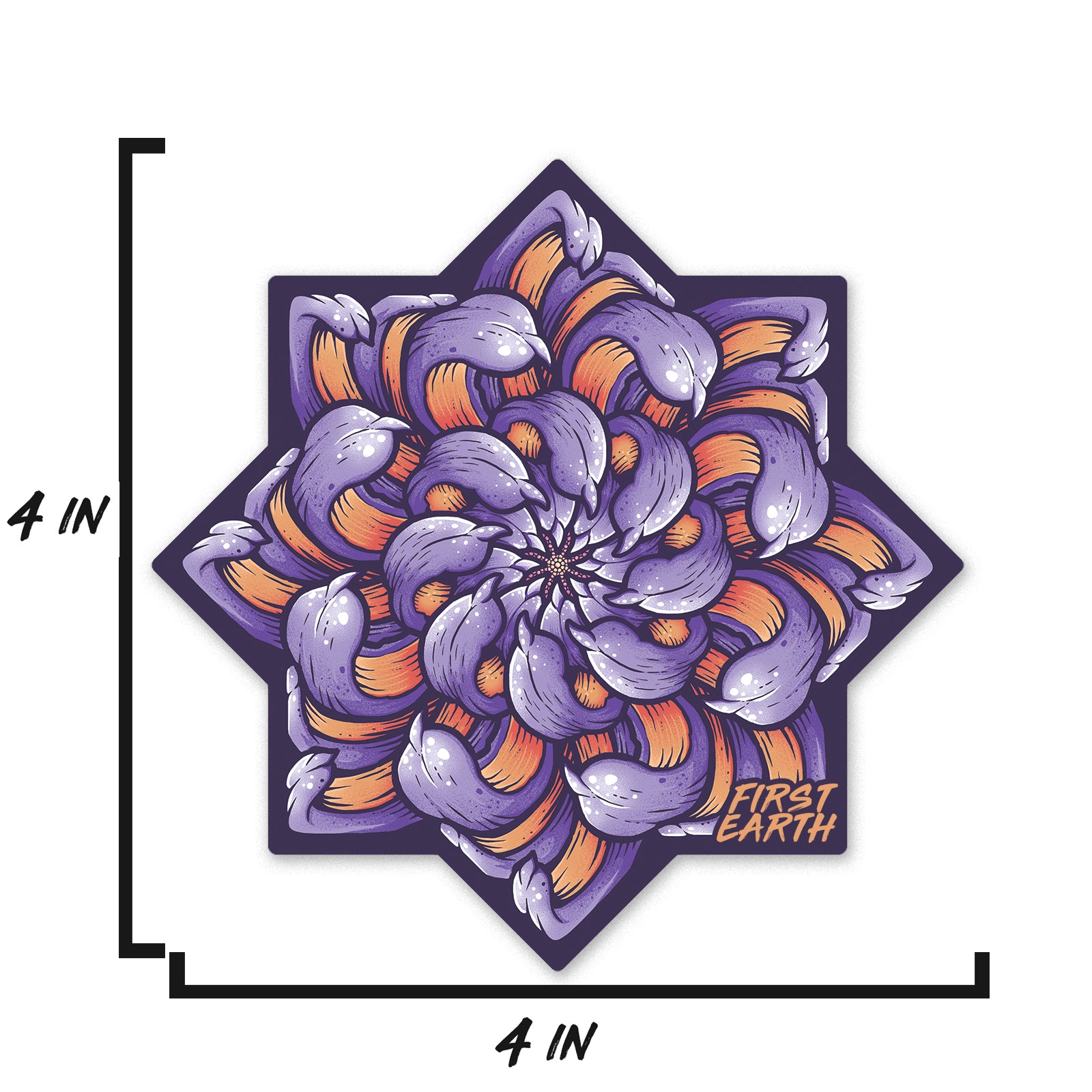 First Earth Chrysanthemum Moonrise 4 inch purple floral vinyl sticker