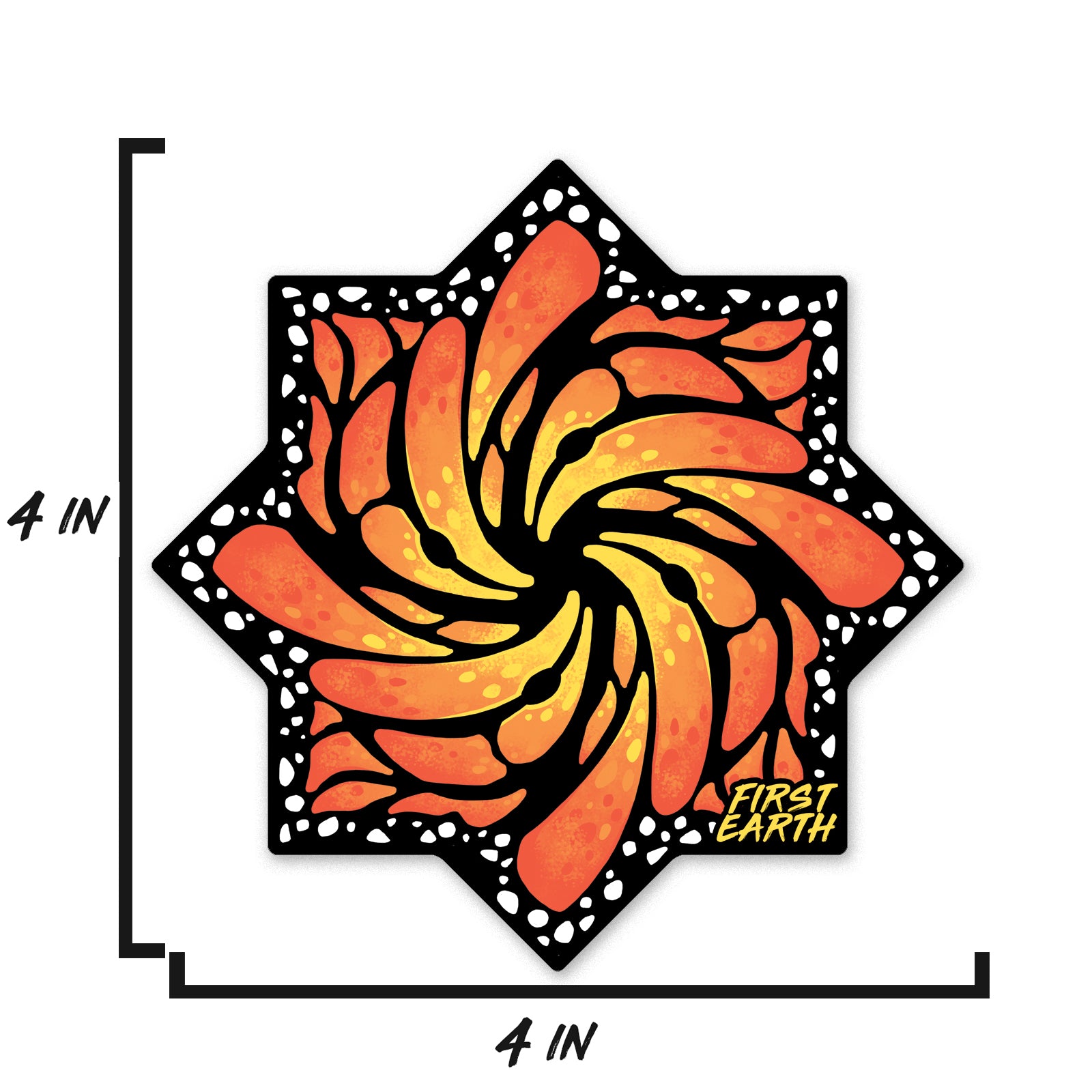 First Earth Liquid Butterfly Juice 4 inch orange and yellow butterfly vinyl sticker
