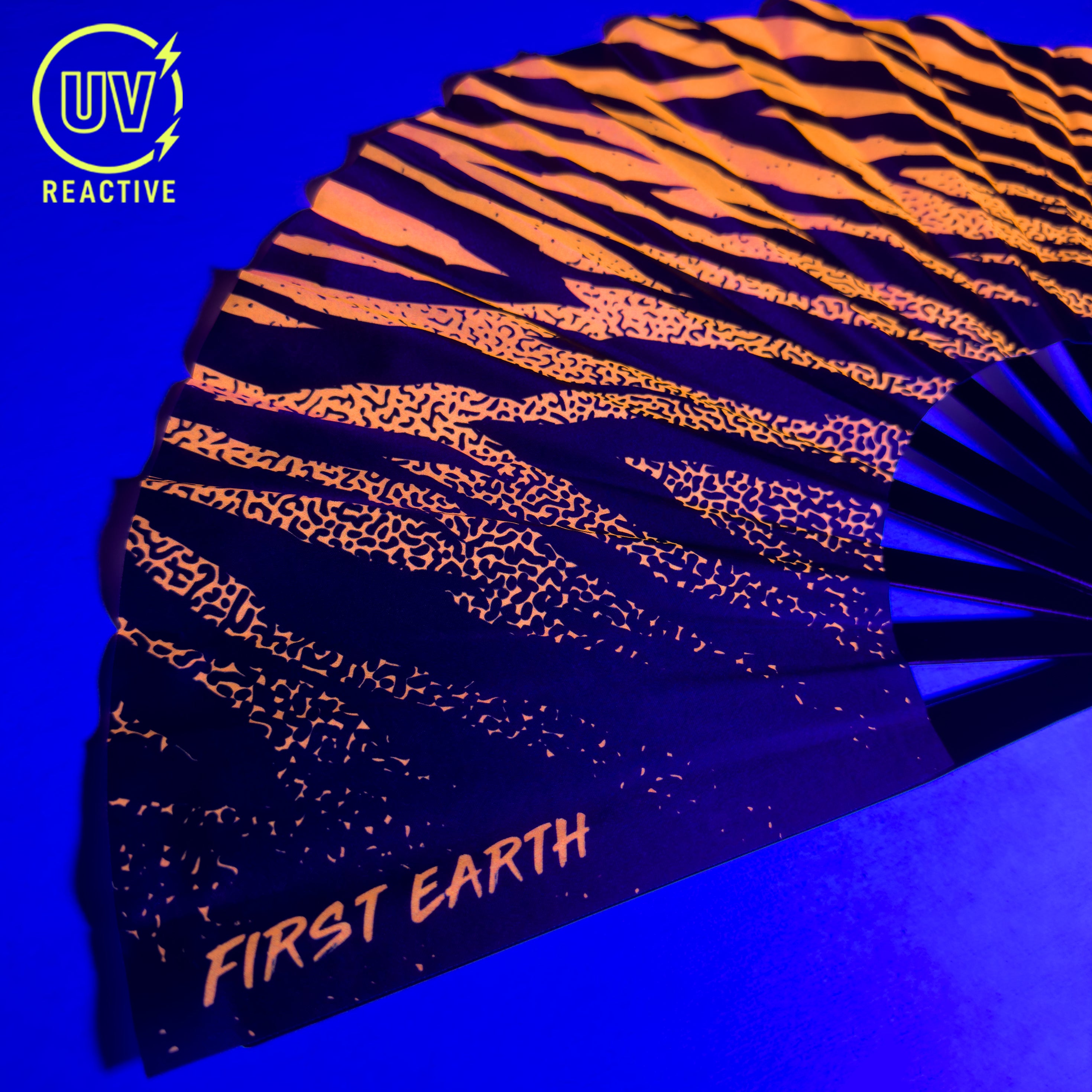 Sacred Stripes - UV Glow - Hand Fan