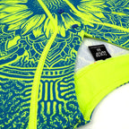 Sunflower of Life UV baseball jersey by First Earth – oversized rave-ready jersey with glowing sacred geometry that shines under blacklight 