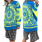 Sunflower of Life UV hockey jersey by First Earth – oversized rave-ready jersey with full UV-reactive print that glows under blacklight