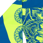 Sunflower of Life UV hockey jersey by First Earth – oversized rave-ready jersey with full UV-reactive print that glows under blacklight