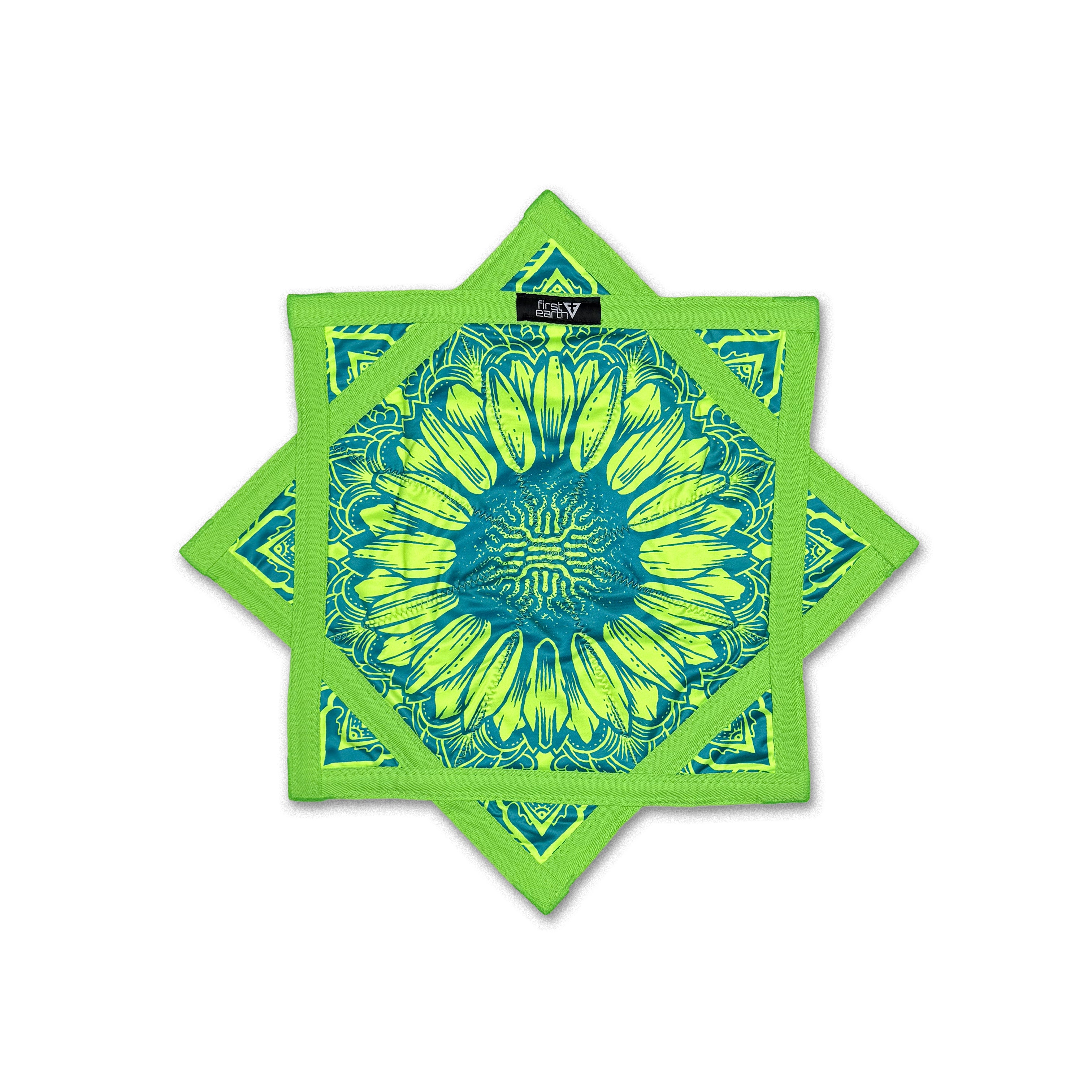 First Earth Mini Sunflower of Life UV reactive Flow Star – portable flow arts prop for rave and festival spinning