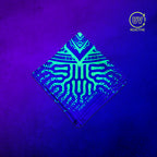 Sunflower - UV Glow - Bandana glowing under black light, showing the UV-reactive colors and complete printed design