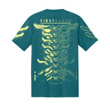 First Earth MMXXIV aqua unisex t-shirt for rave and festival wear