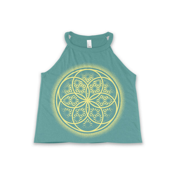 First Earth Flower of Life aqua women’s tank top for festival rave outfits