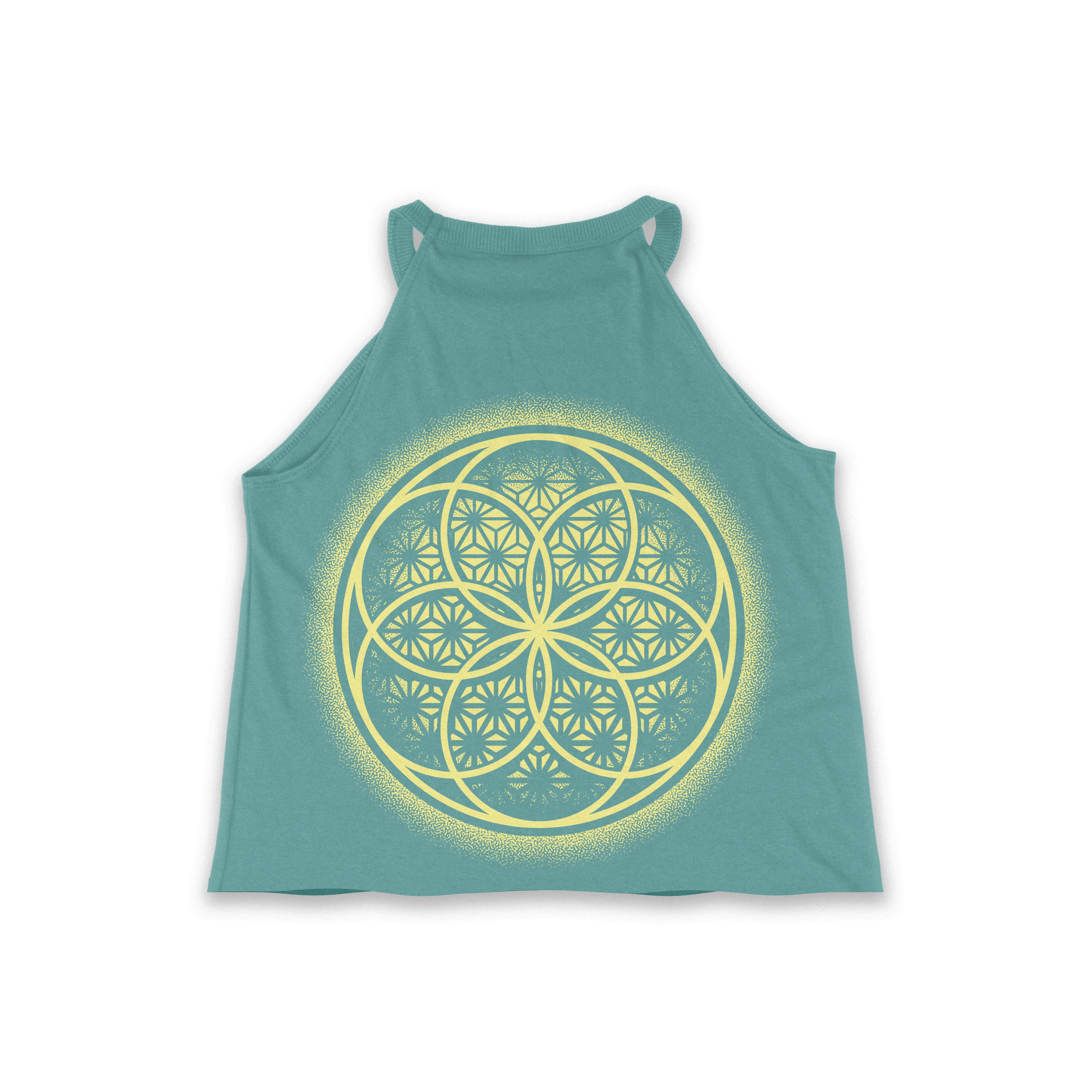First Earth Flower of Life aqua women’s tank top for festival rave outfits
