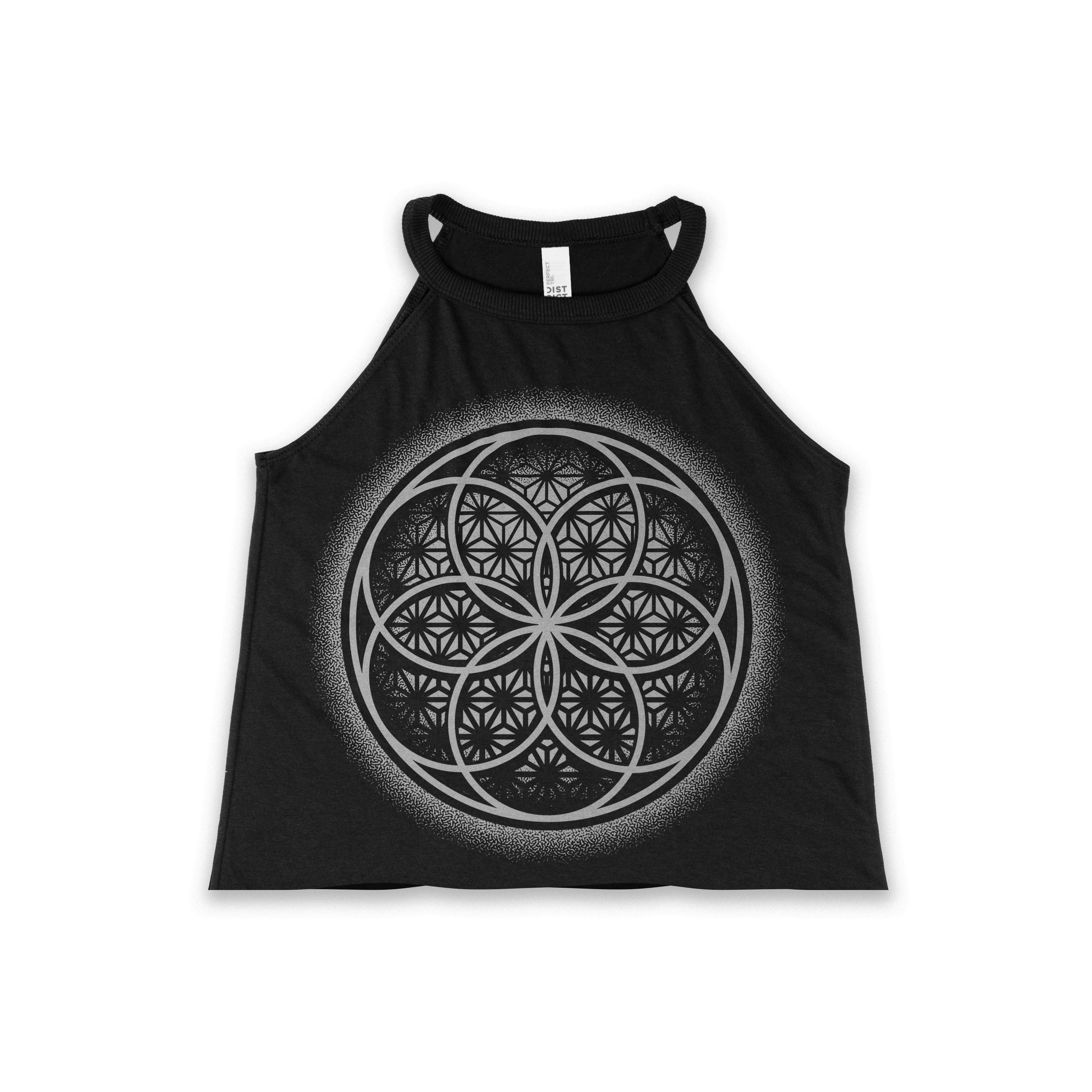 First Earth Flower of Life silver women’s tank top for rave outfits