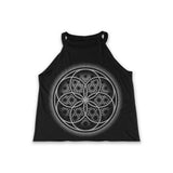 First Earth Flower of Life silver women’s tank top for rave outfits