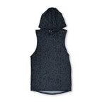 First Earth Midnight Cheetah mesh hooded tank front with dark gray black cheetah print