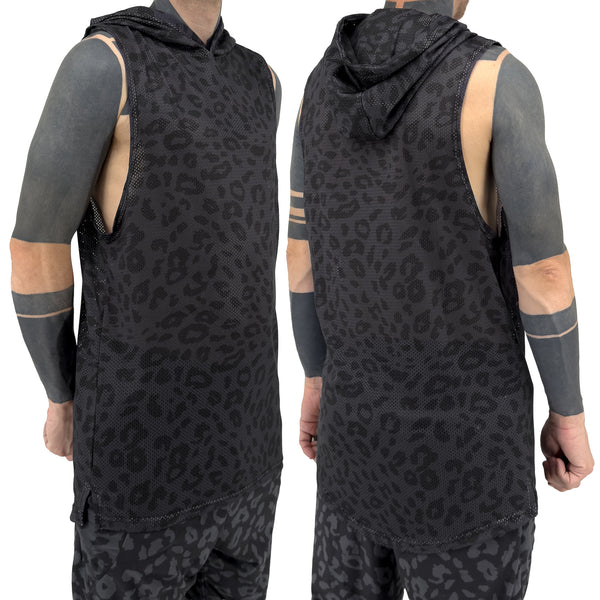 Midnight Cheetah - Mesh Hooded Tank