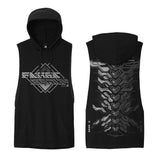First Earth MMXXIV silver hooded muscle tank for rave and festival wear
