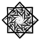 Tempest Blackout UV Flow Star spinning dance prop with bold geometric artwork, 25.5 inch rave and festival flow arts toy by First Earth