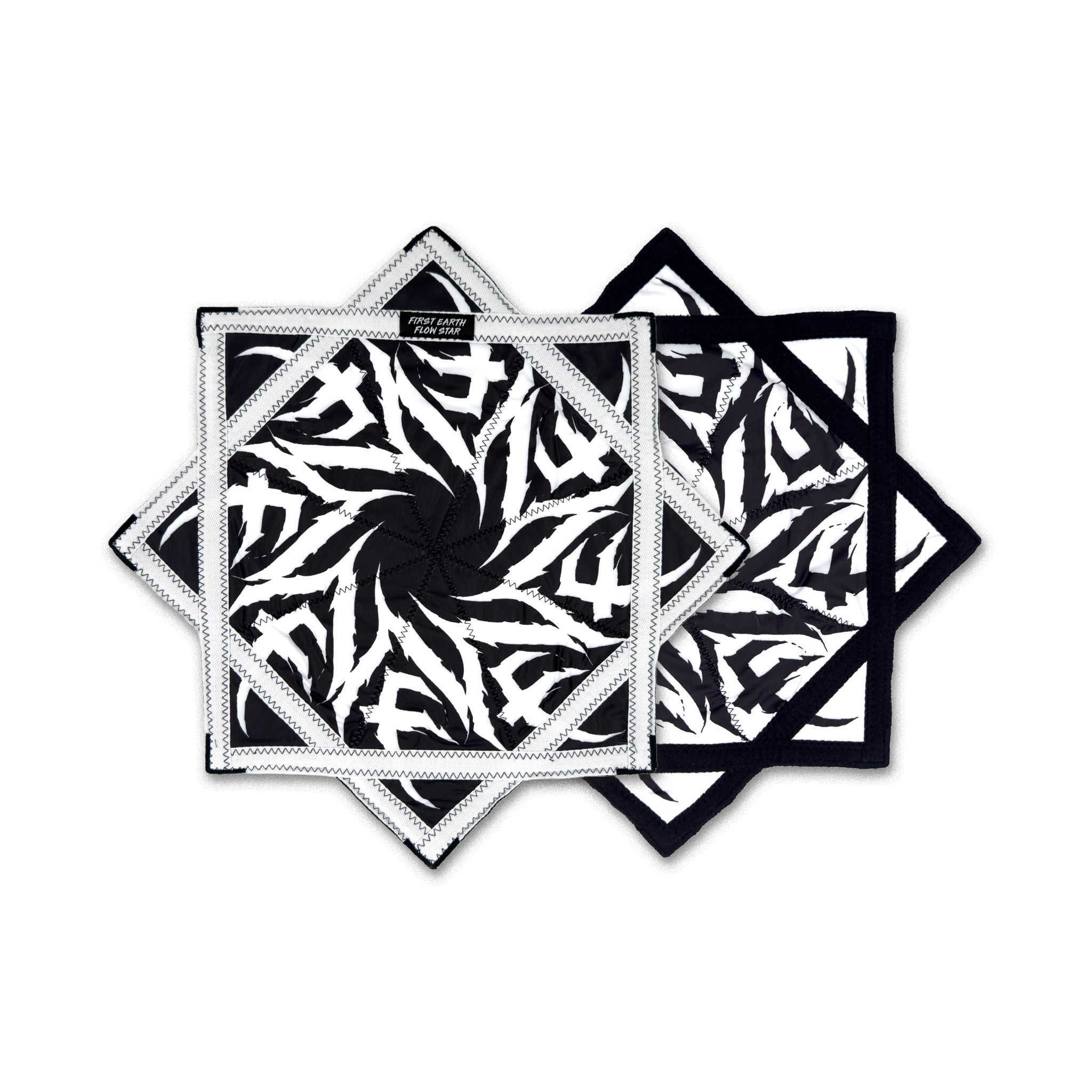 First Earth Tempest Blackout 20-inch mini flow star front and back for spinning, black and white rave prop