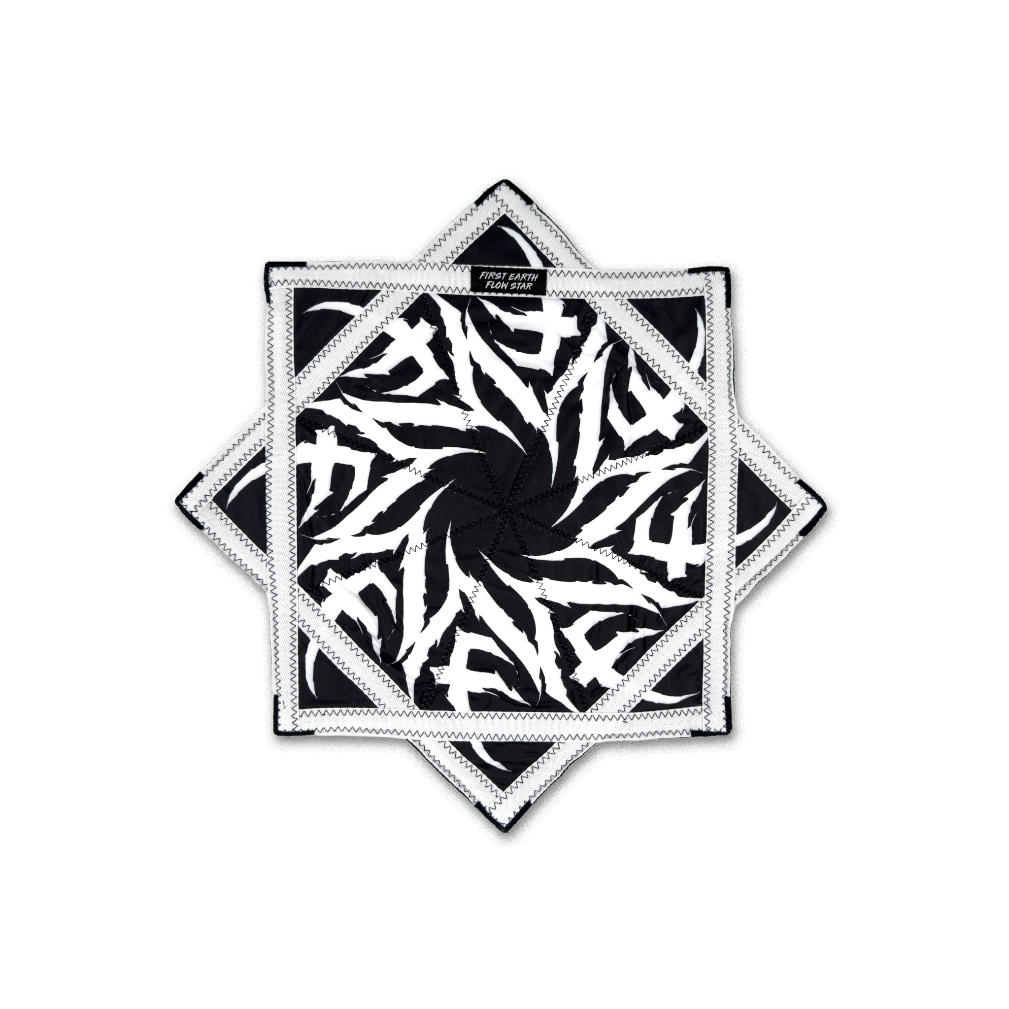 First Earth Tempest Blackout 20-inch mini flow star front view, black and white UV reactive rave prop