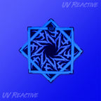 Tempest Blackout 20-inch mini flow star glowing under UV blacklight for rave spinning