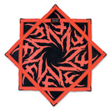 Tempest Neon Peach UV Flow Star spinning dance prop with bold geometric artwork, 25.5 inch rave and festival flow arts toy by First Earth