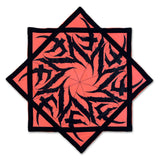 Tempest Neon Peach UV Flow Star spinning dance prop with bold geometric artwork, 25.5 inch rave and festival flow arts toy by First Earth