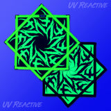 Tempest Electric Yellow UV Flow Star spinning dance prop with bold geometric artwork, 25.5 inch rave and festival flow arts toy by First Earth