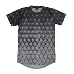 Asanoha Grey unisex mesh rave t-shirt with sacred Japanese hemp leaf pattern for festivals