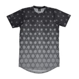 Asanoha Grey unisex mesh rave t-shirt with sacred Japanese hemp leaf pattern for festivals
