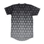 Asanoha Grey unisex mesh rave t-shirt with sacred Japanese hemp leaf pattern for festivals