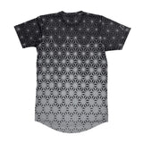 Asanoha Grey unisex mesh rave t-shirt with sacred Japanese hemp leaf pattern for festivals