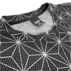 Asanoha Grey unisex mesh rave t-shirt with sacred Japanese hemp leaf pattern for festivals